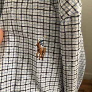 M Ralph Lauren button down shirt white and blue